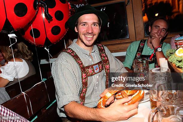 Skier Felix Neureuther during Oktoberfest at Kaeferzelt/Theresienwiese on October 2, 2014 in Munich, Germany.