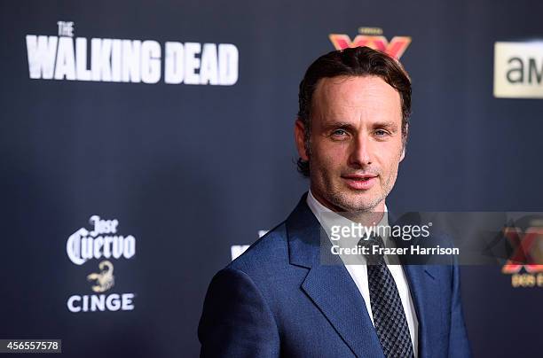 Actor Andrew Lincoln attends the season 5 premiere of "The Walking Dead" at AMC Universal City Walk on October 2, 2014 in Universal City, California.