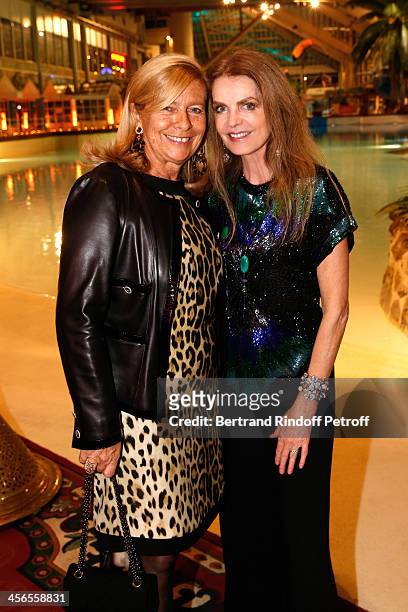 Corinne Bouygues and actress Cyrielle Clair attend the 1st wedding anniversary party of Cyrielle Clair and Michel Corbiere at the Aquaboulevard...