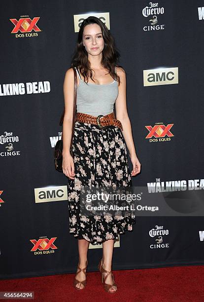 Actress Alex Essoe arrives for the Season 5 Premiere Of "The Walking Dead" held at AMC Universal City Walk on October 2, 2014 in Universal City,...