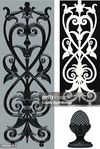 wrought iron scroll detail background - wrought iron stock illustrations