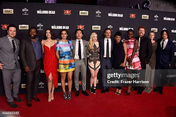 The cast of "The Walking Dead" Josh McDermitt, Chad L. Coleman, Lauren Cohan, Alanna Masterson, Steven Yeun, Emily Kinney, Andrew Lincoln, Sonequa...