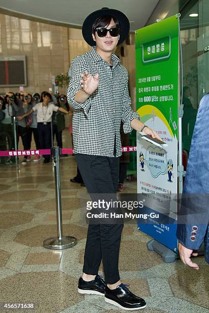 South Korean actor Lee Min-Ho is seen on departure at Gimpo International Airport on October 3, 2014 in Seoul, South Korea.