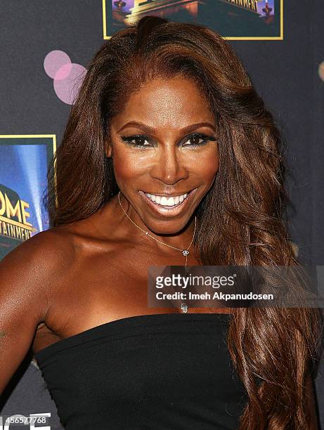 Actress/fitness coach Adrienne-Joi Johnson attends the Essence 'A Toast To Primetime' event at Herringbone, Mondrian LA on October 2, 2014 in Beverly...