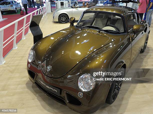The PGO Hemera is displayed at the Paris Auto Show on the last press day on October 3, 2014. The Paris Auto show opens to the public on October 4....