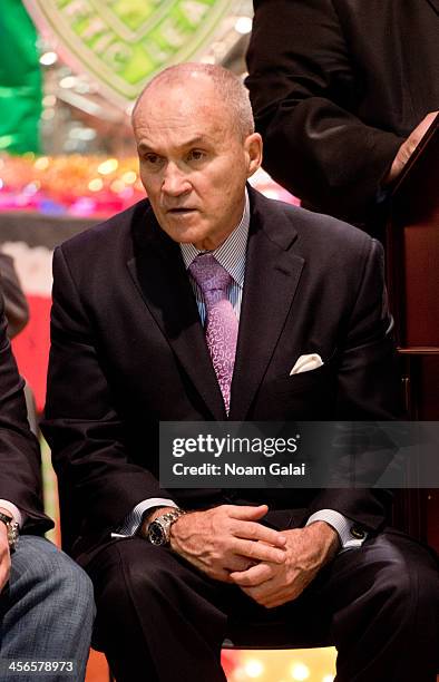 Police Commissioner Ray Kelly attends the 2013 CitySightseeing New York holiday toy drive at PAL's Harlem Center on December 14, 2013 in New York...