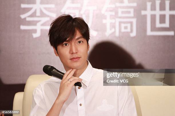 Lee Min-Ho attends his 2014 Global Tour Beijing press conference on October 3, 2014 in Beijing, China.