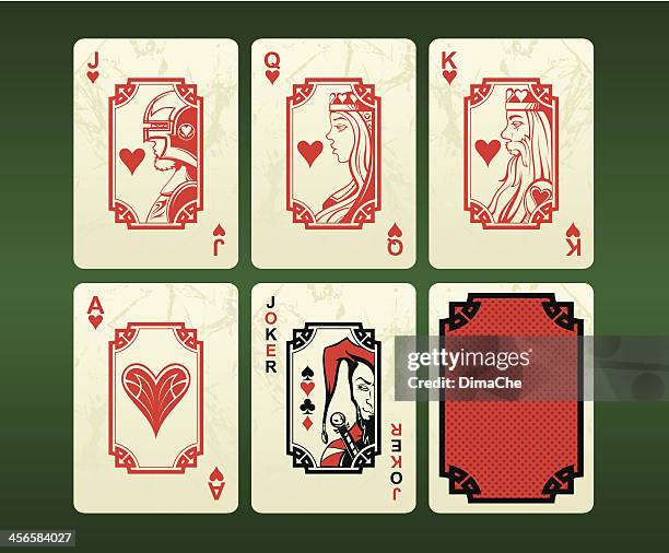 bildbanksillustrationer, clip art samt tecknat material och ikoner med playing cards (hearts) - klöver nummerkort