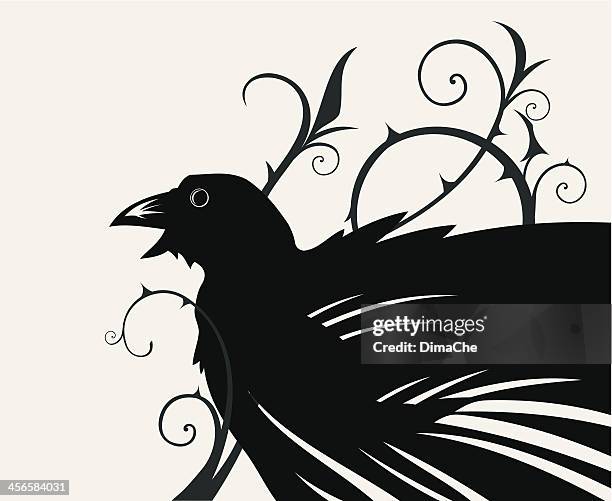 black crow - thorn stock illustrations
