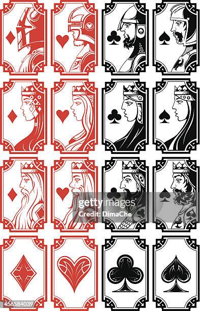 ilustraciones, imágenes clip art, dibujos animados e iconos de stock de conjunto de ilustraciones carta de imágenes - hearts playing card