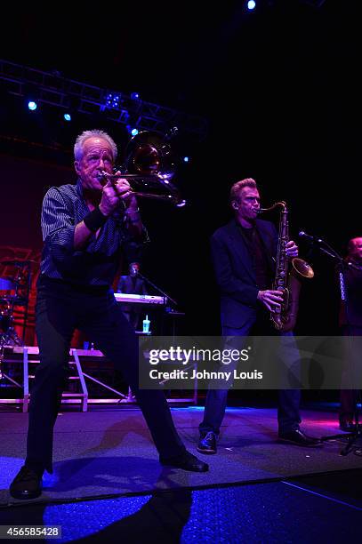 James Pankow, Tris Imboden, Walfredo Reyes Jr., James Pankow, Walter Parazaider and Jason Scheff of Chicago perform at Hard Rock Live! in the...