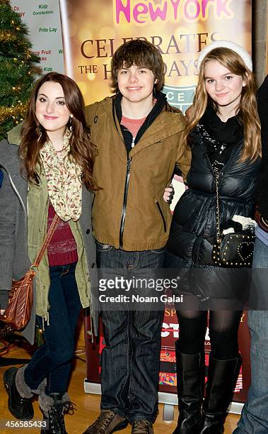 Juliette Goglia, Brenden Meyer and Kerris Dorsey attend the 2013 CitySightseeing New York holiday toy drive at PAL's Harlem Center on December 14,...