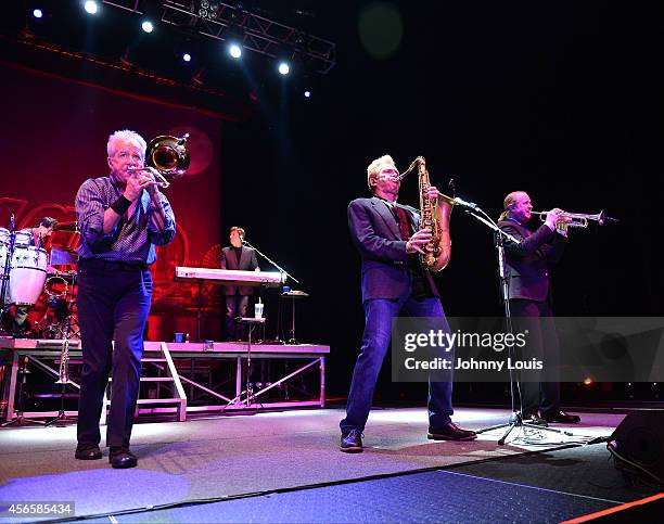 James Pankow, Tris Imboden, Walfredo Reyes Jr., James Pankow, Walter Parazaider and Jason Scheff of Chicago perform at Hard Rock Live! in the...