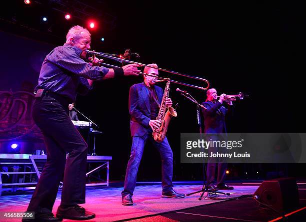 James Pankow, Tris Imboden, Walfredo Reyes Jr., James Pankow, Walter Parazaider and Jason Scheff of Chicago perform at Hard Rock Live! in the...