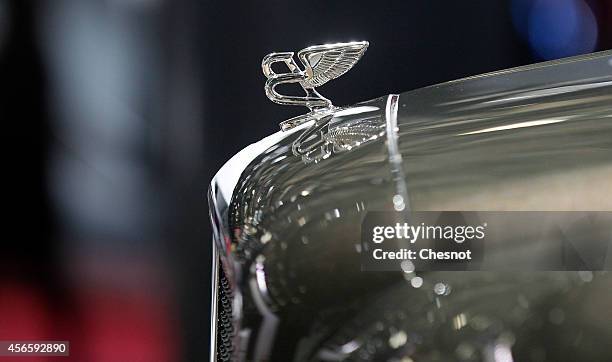 Bentley logo is seen during the second press day of the Paris Motor Show on October 03 in Paris, France. The Paris Motor Show will showcase the...