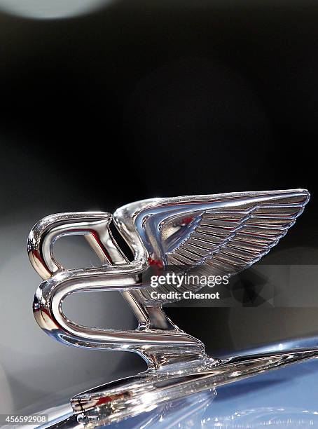 Bentley logo is seen during the second press day of the Paris Motor Show on October 03 in Paris, France. The Paris Motor Show will showcase the...