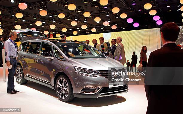 Renault Espace is presented during the second press day of the Paris Motor Show on October 03 in Paris, France. The Paris Motor Show will showcase...
