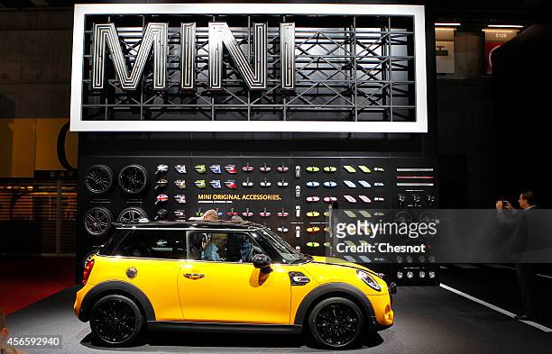Mini 5-door is presented during the second press day of the Paris Motor Show on October 03 in Paris, France. The Paris Motor Show will showcase the...