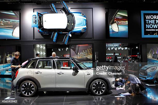 Mini 5-door is presented during the second press day of the Paris Motor Show on October 03 in Paris, France. The Paris Motor Show will showcase the...