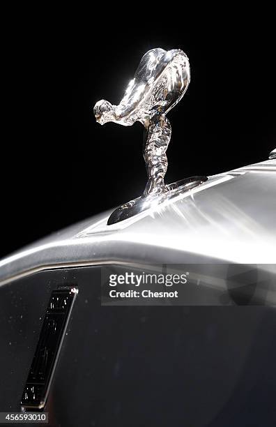 Rolls Royce logo is seen during the second press day of the Paris Motor Show on October 03 in Paris, France. The Paris Motor Show will showcase the...