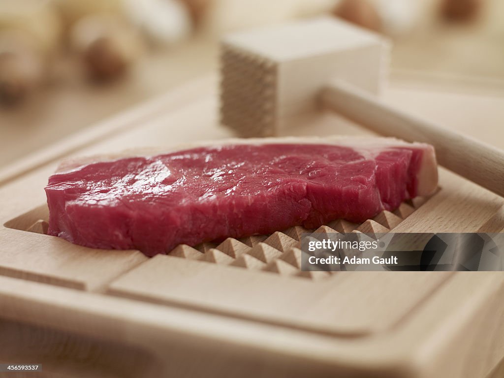 Beef steak with tenderiser