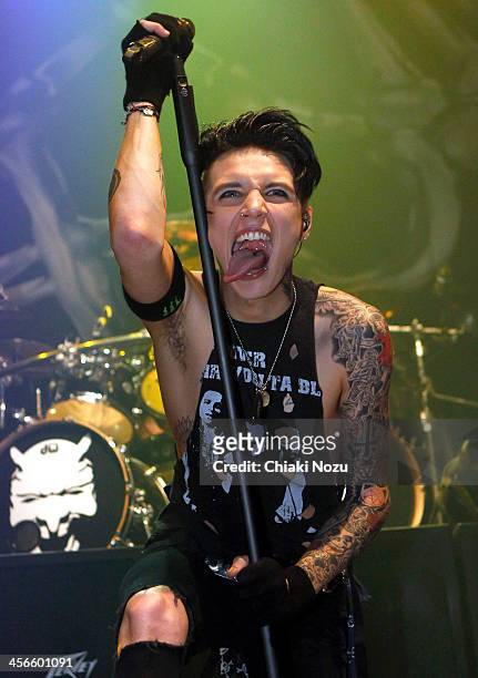 Andy Biersack of Black Veil Brides performs at The Roundhouse on December 14, 2013 in London, England.