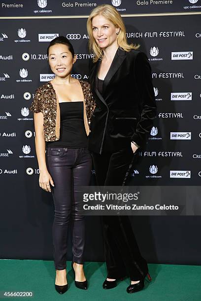 Lulu Wang and Bernadette Burgi attend the 'Posthumous' Green Carpet Arrivals during Day 9 of Zurich Film Festival 2014 on October 3, 2014 in Zurich,...