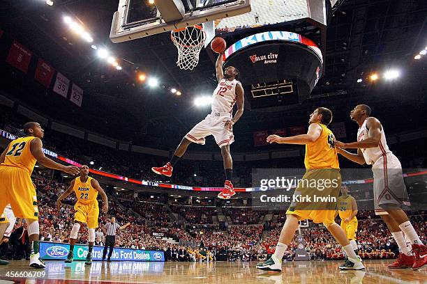 Sam Thompson of the Ohio State Buckeyes dunks the ball during the second half of the game against the North Dakota State Bison at Value City Arena on...