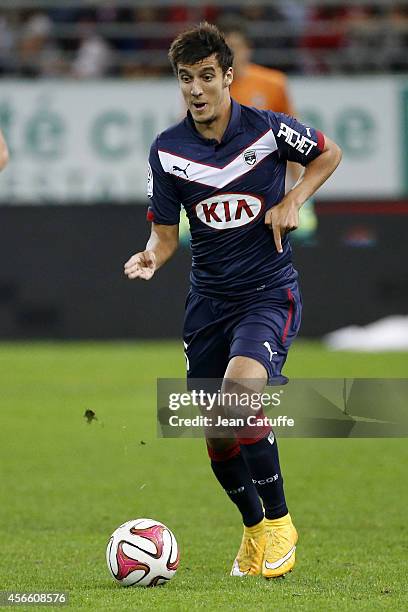 Younes Kaabouni of Bordeaux in action during the French Ligue 1 match between Stade de Reims and FC Girondins de Bordeaux at the Stade Auguste...