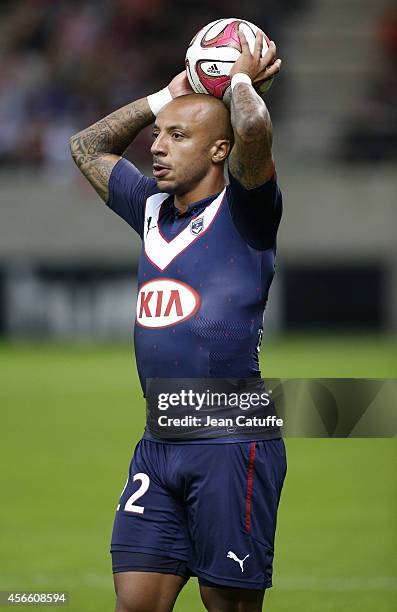 Julien Faubert of Bordeaux in action during the French Ligue 1 match between Stade de Reims and FC Girondins de Bordeaux at the Stade Auguste Delaune...