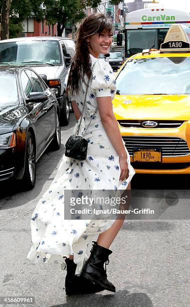 Daisy Lowe is seen leaving her hotel on July 31, 2013 in New York City.