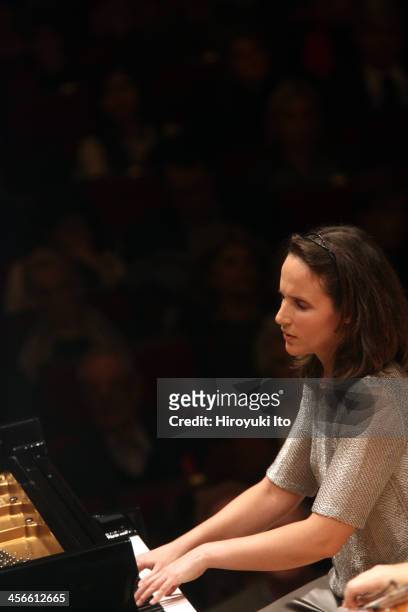 Philadelphia Orchestra performing at Carnegie Hall on Friday night, December 6, 2013.This image:Helene Grimaud performing Brahms's "Piano Concerto...