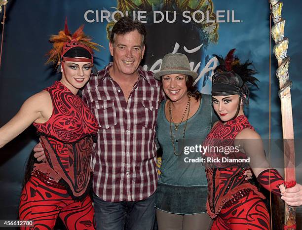 Fox News Channel's John Roberts with HLN Anchor Kyra Phillips attend Amaluna opening night at the Big Top at Atlantic Station on October 3, 2014 in...