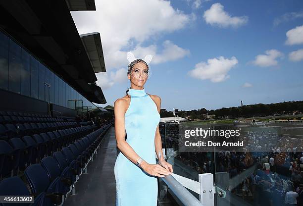 Kyly Clarke poses at The Star Epsom Day at Royal Randwick Racecourse on October 4, 2014 in Sydney, Australia.