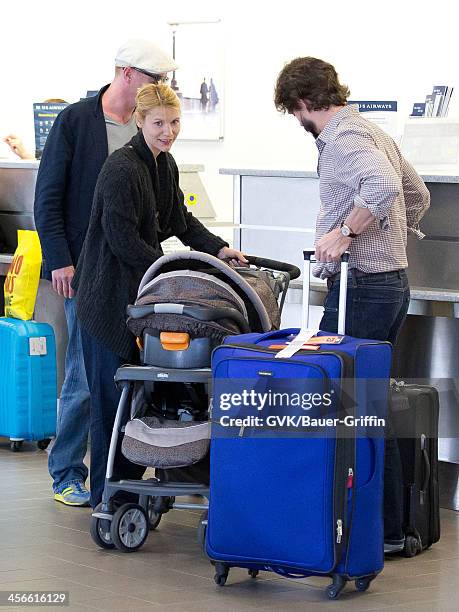 Claire Danes and Hugh Dancy are seen at Los Angeles International Airport with their son Cyrus Dancy and "Homeland" co-star, Damian Lewis on July 30,...