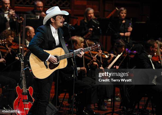 Brad Paisley performs at the 29th annual Symphony Ball at Schermerhorn Symphony Center on December 14, 2013 in Nashville, Tennessee. Brad Paisley was...