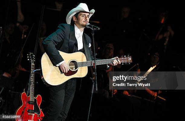 Brad Paisley performs at the 29th annual Symphony Ball at Schermerhorn Symphony Center on December 14, 2013 in Nashville, Tennessee. Brad Paisley was...