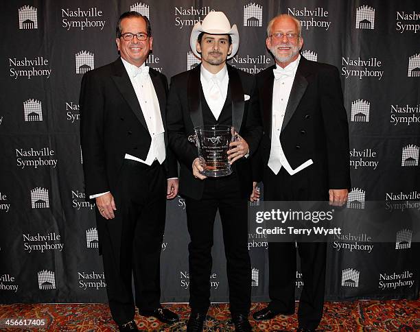 Ed Goodrich, Brad Paisley and Alan Valentine attend the 29th annual Symphony Ball at Schermerhorn Symphony Center on December 14, 2013 in Nashville,...
