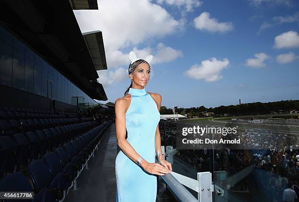 Kyly Clarke poses at The Star Epsom Day at Royal Randwick Racecourse on October 4, 2014 in Sydney, Australia.