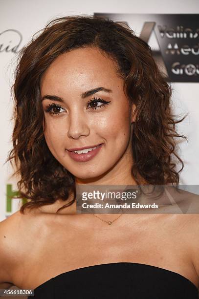 Actress Savannah Jayde arrives at the Project Mermaids art exhibition at G2 Art Gallery on October 3, 2014 in Venice, California.