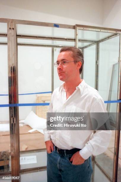 Damien Hirst, the British installation artist, overseeing his upcoming exhibition at Gagosian Gallery on September 14, 2000.