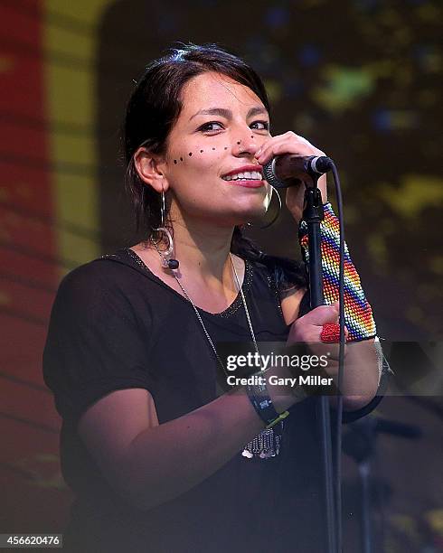Ana Tijoux performs in concert on day 1 of the first weekend of the Austin City Limits Music Festival at Zilker Park on October 3, 2014 in Austin,...