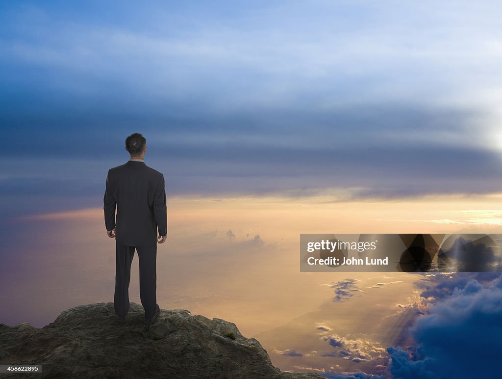 Businessman On A Mountain Top