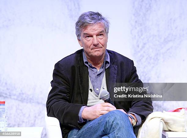 Director Benoît Jacquot attends the "3 Coeurs" press conference during the Saint Petersburg International Media Forum at the Old Stock Exchange on...