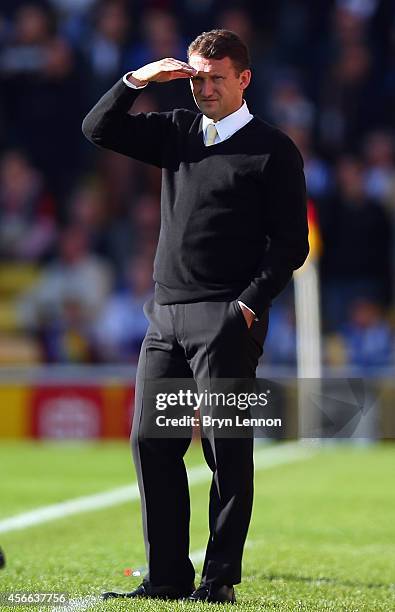 Watford Head Coach Billy McKinlay watches his team during the Sky Bet Championship match between Watford and Brighton & Hove Albion at Vicarage Road...