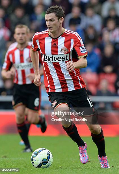 Adam Johnson of Sunderland during the Premier League football match between Sundeland and Stoke City at Stadium of Light on October 4, 2014 in...