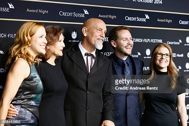 Nicoletta Peyran and John Malkovich attend the Award Night Green Carpet Arrivals during Day 10 of Zurich Film Festival 2014 on October 4, 2014 in...