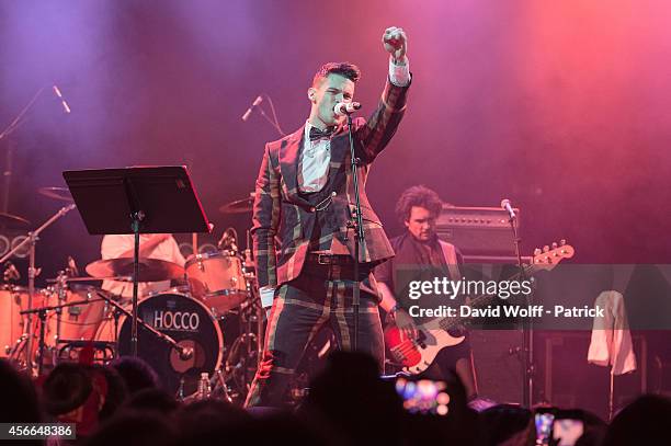 Baptiste Giabiconi performs at La Cigale on October 4, 2014 in Paris, France.