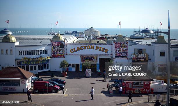 View of Clacton Pier in Clacton, Essex, on October 3, 2014. The coastal resort of Clacton could trigger a sea change in British politics on Thursday...