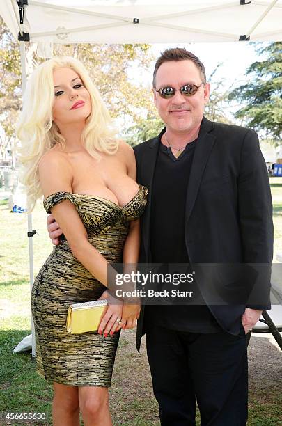 Personality Courtney Stodden and and her husband actor Doug Hutchison attend The LA Feline Film Festival at Exposition Park on September 21, 2014 in...